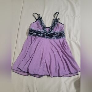 COQUETTE Purple Mesh Metallic Baby Doll Lingerie Top - Size Medium